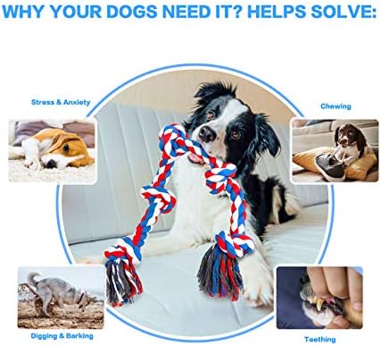 Bmag Dog Rope Toys for Aggressive Chewers, Interactive Heavy Duty Dog Toys for Medium Large Dogs, Tough Twisted Rope Toy with 5 Knots (Red)