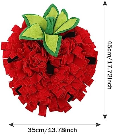 NINEFOX Snuffle Mat for Dogs, Pet Feeding Mats Puppy Sniffing Pad, Strawberry Shaped Snuffle Mat, Cat Doggies Interactive Toys for Multiple Breeds Training and Stress Release (Strawberry)