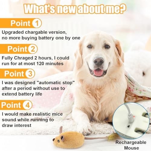 Interactive Dog Toys, Fake Mouse Moving Dog Toy with Automatic Sensor