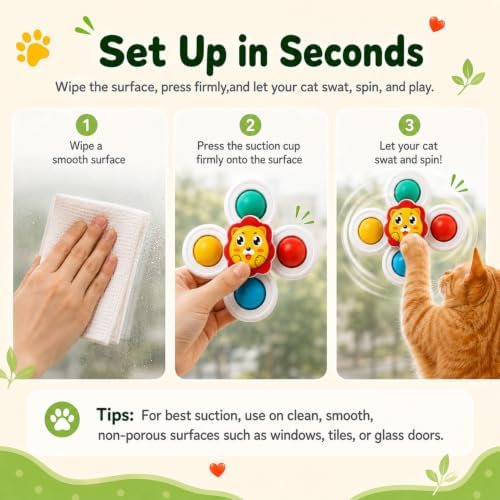 3Pcs Suction Cup Cat Toy, Window Perch Companion Interactive Play Toy for Indoor Cats, Can Firmly Adhere to Smooth Surfaces Glass Walls, Designed Specifically for Your Pet'S Daily Entertainment