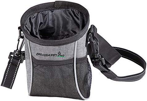 Dog Treat Pouch Pet Training Bag,Fanny Pack and Waste Bag Dispenser,Easily Carries Pet Toys, Kibble, 3 Ways to Use (Light Grey)
