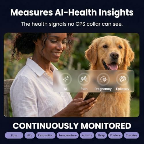 NEW Dog Health Monitor V3.0 by PetPace – AI Smart Collar with 24/7 Vital Signs, Pain & GPS Tracking, Telehealth AskaVet & Share With Your Vet, Smartwatch Sync – Subscription Required (Small)