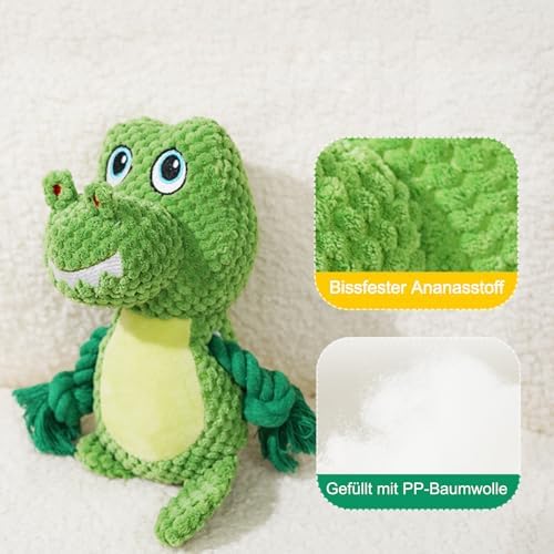 Cute Animals Interactive Dog Squeak Toys, Rope Plush Pet Chew Toys - Green