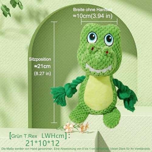 Cute Animals Interactive Dog Squeak Toys, Rope Plush Pet Chew Toys - Green