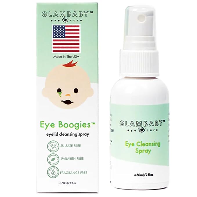 GlamBaby Eye Care - Eye Boogies™ Eyelid Cleaning Spray | Non-Toxic, Sting-Free & Wipe-Free Formula | Kids' Eyes Clean | Kids Eye Drops Sprayer | Baby Eye Drops Spray | Child Eyelid Cleanser (1 Pack)