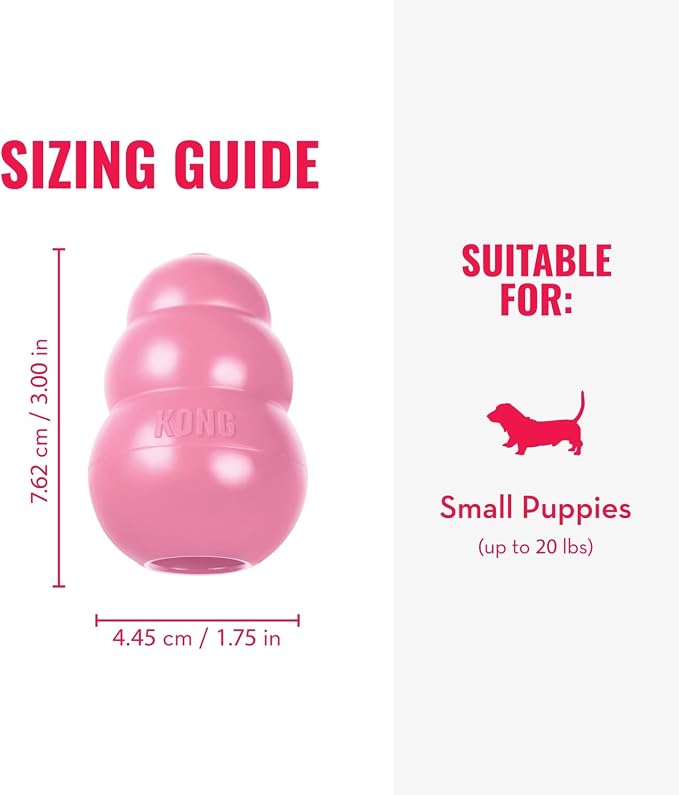 KONG Puppy, Natural Rubber Teething Chew Toy, for Small Puppies, Pink
