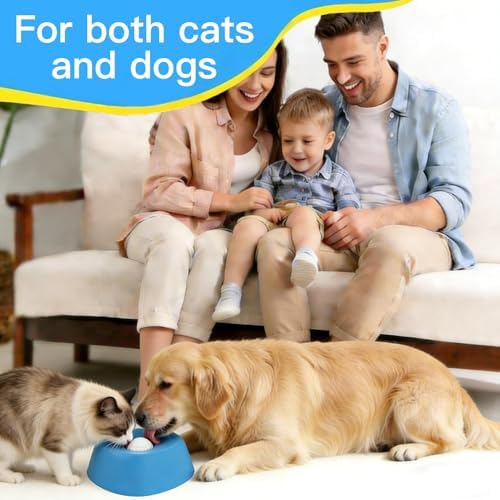 Dog Lick Bowl |180ml Slow Feeder Dog Bowl for Liquids with Rolling Ball – Interactive Anti-Choke Lick Bowl for Wet Food, Water & Treats, Non-Slip Slow Feed Toy for Dogs & Cats (Blue)
