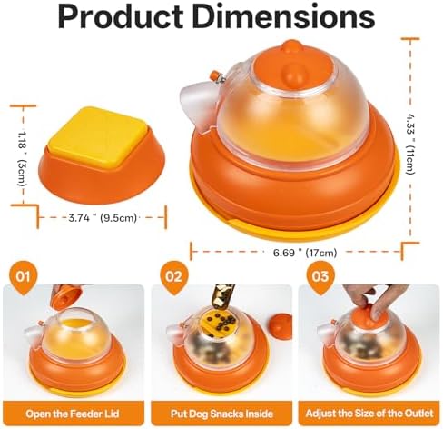 Dog Puzzle Feeder Toy, Slow Feeder Dog Bowls, Interactive IQ Training | Automatic Treat Dispenser, Interactive Dog Toys, 260 ml Capacity with Remote Control, Rechargeable Pet Food Feeder for Dog