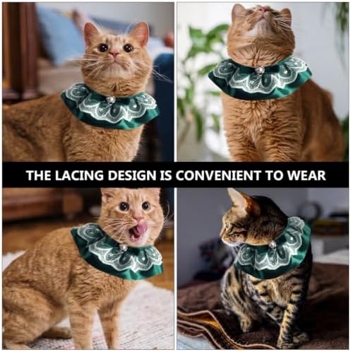 Cat Lace Neckwear with Pearl Bow Adjustable Polyester Collar