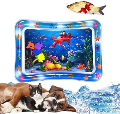 Interactive Cat Water Mat with Fish, Cat Water Play Mat ，A
