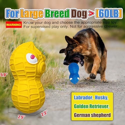 HOLYSTEED Squeaky Dog Toys for Large Dogs, Latex Peanut Dog Squeak Balls