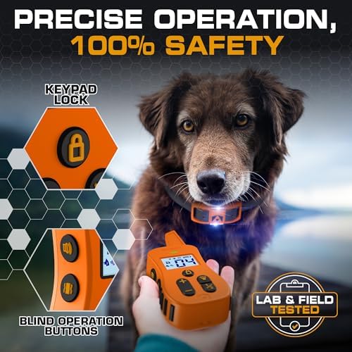 INVIROX Ultra K9 Dog Shock Collar, 124 Levels, Night Light, IP67 Waterproof | Orange, 1 Dog, Precise Control for Reactive Dogs, Dog Training Tools, Keypad Lock, 3/4-Mile Range, Shock Collar for Dogs