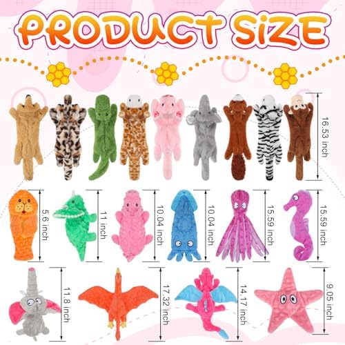 Outus 20 Pcs No Stuffing Dog Squeaky Toys Bulk, Vivid