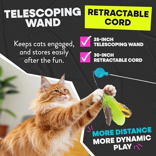 Jackson Galaxy Gotcha! Cat Wand Toy, Interactive Feather Teaser for Cats