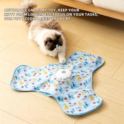 Interactive Cat Toy for Indoor Cats - Rechargeable Automatic Feather Wand with Motion Sensor, 3 Play Modes, Squeaky Mouse Sound, Hide & Seek Exercise Toy for Bored Kittens & Adult Cats (Triangle)