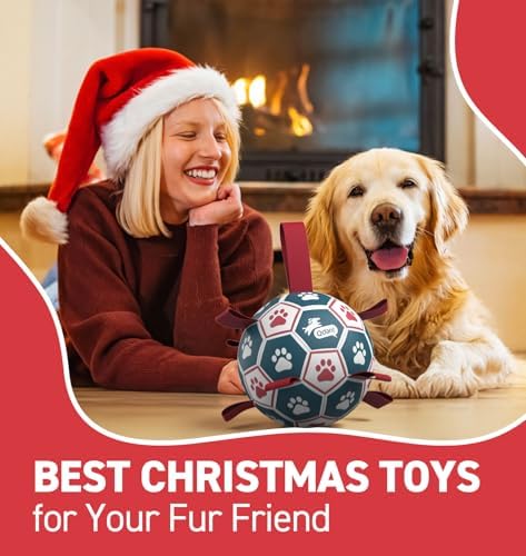 QDAN Dog Balls, World Cup Soccer Ball with Straps, Durable Herding Balls for Small Medium Pet, Puppy Birthday Gifts, Dog Water Toy, Pet Toys Puppy Ball (6 Inch) (Pack of 2)