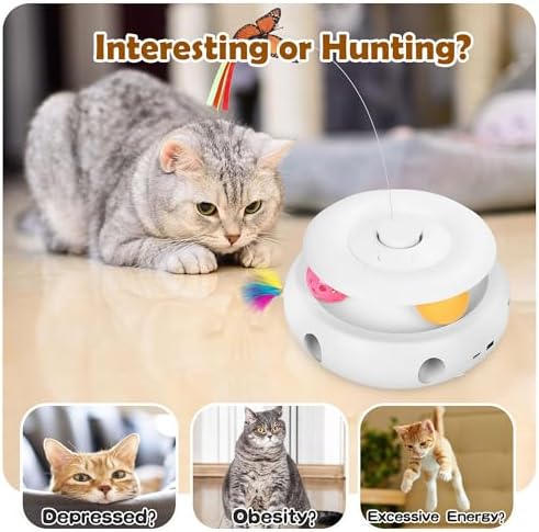 3-in-1 Interactive Cat Toy for Indoor Cats, White