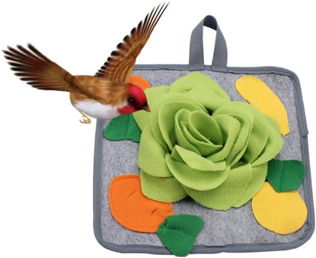 Rabbit Foraging Mat, Rabbit Toy 11.8"x11.8" Rabbits Snuffle Mat Machine Washable Polar Fleece Funny Interactive Nosework Feeding Mat Treat Dispenser for Bunny Guinea Pigs Ferrets Chinchillas