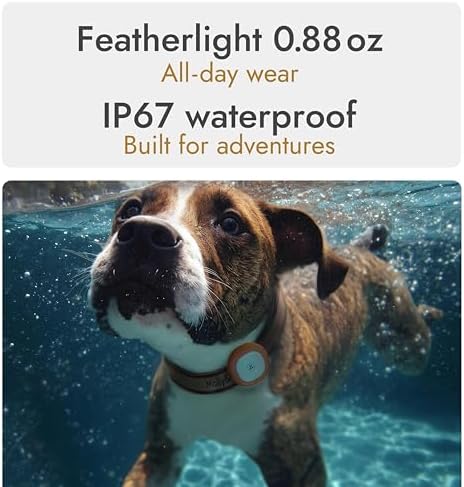 Molly&Cody GPS + Bluetooth Pet Tracker for Cats & Dogs – Real‑Time Tracking, Virtual Fence, IP67 Waterproof, Up to 60‑Day Battery, Health Monitoring, iOS/Android – Subscription Required (Gold)