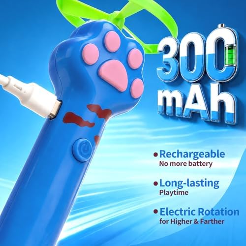BABORUI Cat Toy Disc Launcher, Rechargeable Interactive Cat Fetch Toy Launcher with 8 Flying Discs, Flying Enrichment Toys for Indoor Bored Kittens & Adult Cats (Blue)