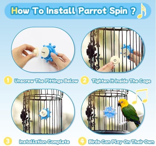 2 Colors Bird Toys for Parrots, Small Bird Cage Toys with Spinning Rattle