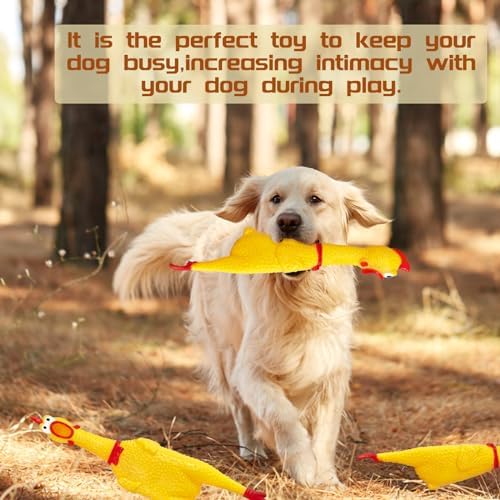 Xeehwb 2 Pcs Large Rubber Chicken,Screaming Chicken Dog Toys,Yellow Rubber Squawking Chickens,Squeaky Chickens Toys,Prank Noise Maker Dog Toys 12 Inch