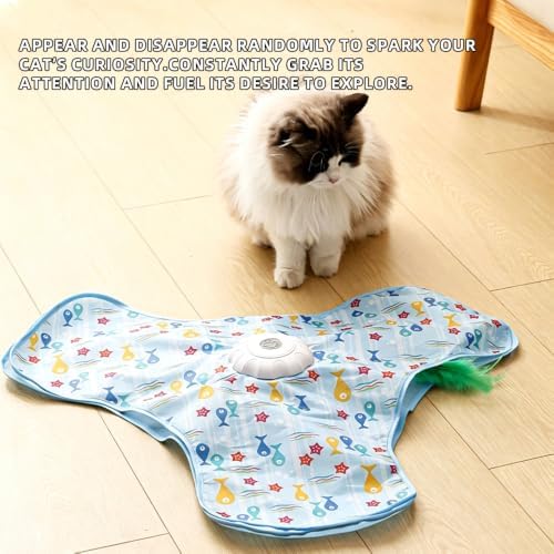 Interactive Cat Toy for Indoor Cats - Rechargeable Automatic Feather Wand with Motion Sensor, 3 Play Modes, Squeaky Mouse Sound, Hide & Seek Exercise Toy for Bored Kittens & Adult Cats (Triangle)