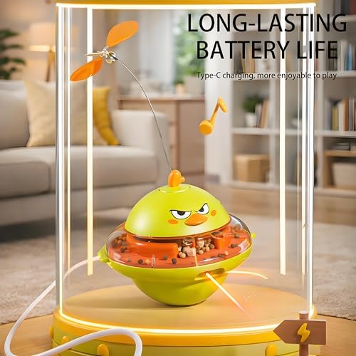 Interactive Cat Toy for Indoor Cats with Laser, Feather & Treat Dispenser