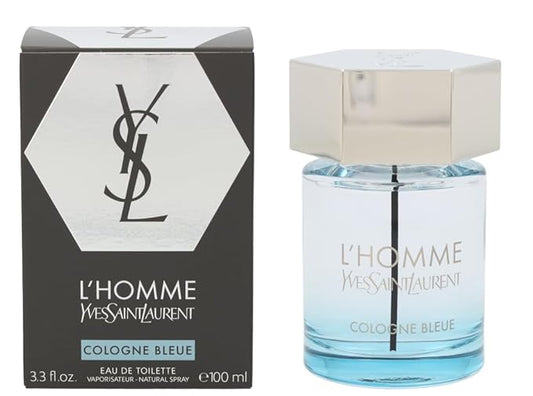 YVES SAINT LAURENT L'homme Cologne Bleue For Men Eau De Toilette Spray, Multicolor, aromatic aquatic, 3.3 Fl Oz