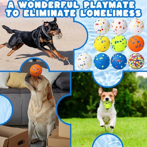 Lenwen 10 Pcs Dog Balls for Aggressive Chewers, 2.5 Inch, Glitter Color