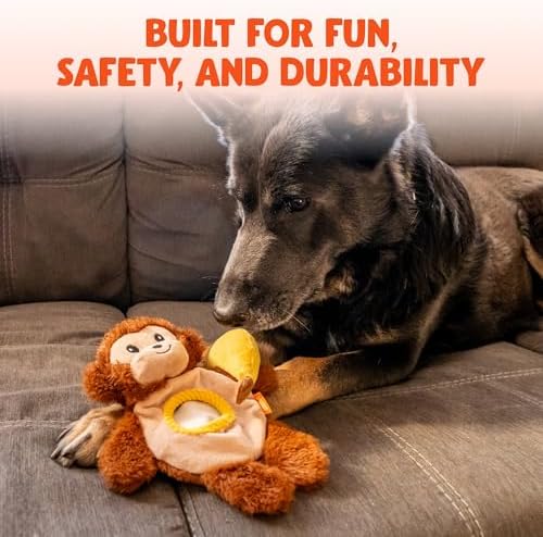 Snackerz Plush Dog Toy - Ruff Guard Technology - Large Squeaker & Hidden Fruit with Squeaker for Burrowing Fun and Interactive Play - Squeaky Dog Toys Suitable for All Breeds