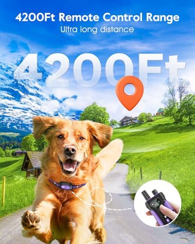 SLOPEHILL Dog Shock Collar,4200FT Dog Training Collar with Remote,Purple | IP68 Waterproof e Collar with Beep,Vibration,Safe Shock,Light,No Shock Mode,Shock Collar for Small Medium Large Dog 8-140lbs