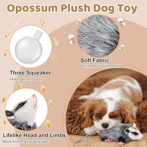Gemscream Opossum Dog Toy Plush Squeaky Stuffed Animal for Dogs