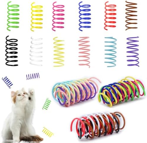 Andiker 12 Pcs Cat Spring Toys, Colorful Soft Sturdy Plastic Cat Spiral Toys with Great Elasticity Funny Interactive Cat Toys for Indoor Cats Kittens to Swat Bite Hunt (12 Pcs)