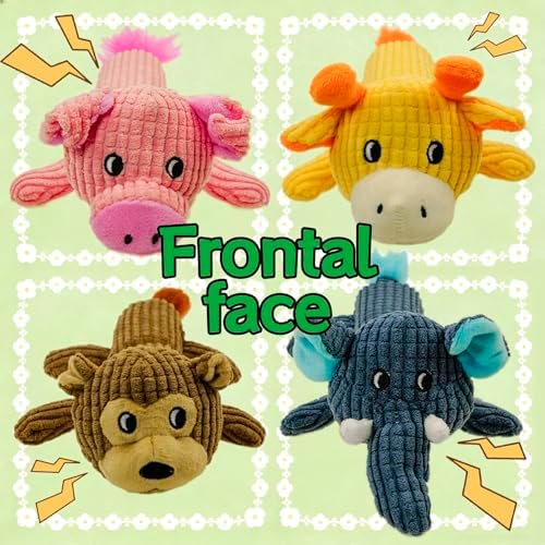 Squeaky Dog Toy No Stuffing with 2 Squeaker Body, Plush Monkey Animal Interactive Chew Dog Toy for Small Medium Large Dogs