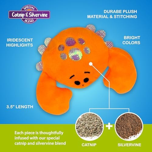 Catnip & Silvervine Plush Cat Toy for Kittens - Crab