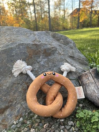 Territory Fun Food Squeaky Rope Tug Toy for Dogs, Pretzel