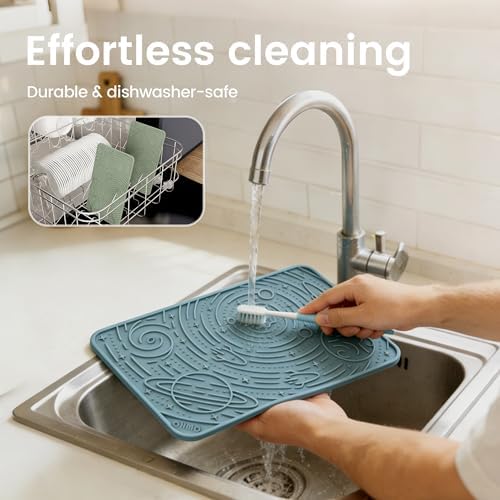 OHMO Lick Mat for Dogs&Cats, Space Pattern, 6×10", 2pcs, Light Blue&Sage Green