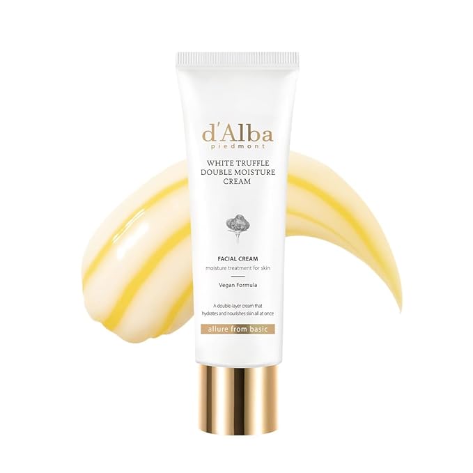 d'alba Piedmont White Truffle Double Moisture Cream, 2-in-1 Face Moisturizer, Vegan Skincare, Vegan Collegen, Skin Firming and Tightening, Dual Formula in ONE tube, Korean Skin Care (2.02 oz)