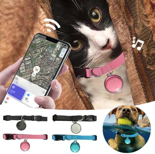 Mini Bell Cat Tracker, Mini Tracker for Pet iOS & Android, Waterproof Cat Collar with Finder Tag, Cats GPS Tracker Collar with Safety Elastic Buckle, Smart Pet Tracker Location (C-Android)