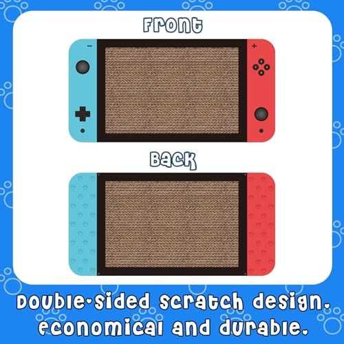 Gaming Cat Scratcher, Double Sided Cat Scratching Pad with Stickers