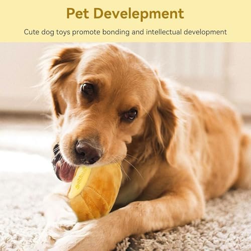 Cyrank Croissant Dog Squeaky Toys for Teething, Plush Squeaky Dog Toys Cute Funny Interactive Stuffed Pet Plush Puppy Biting Plush Chewing Toy for Puppy