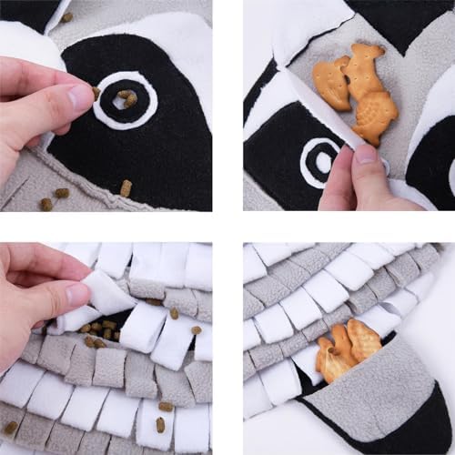 Pet Snuffle Mat Dog Foraging Food Mats Interactive Feeding Puzzle Toy Animal Design Fleece Slow Feeder Treat Dispenser for Dogs Rabbits Guinea Pigs (Raccoon)