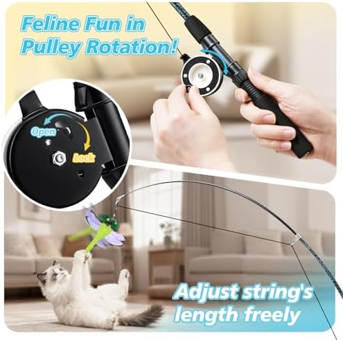 Pawaboo Cat Feather Toys, 4 Pack Interactive Cat Feather Teaser Wand Toys