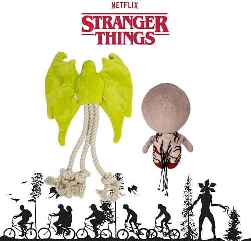 design LAB, Inc. Stranger Things Official Merchandise | Cool Dog Toys with Rope and Squeakers | Vecna & Demobat 2-Pack Set | Interactive Dog Toy Squeaks for Interactive Play