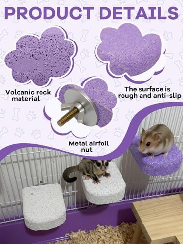 Lava Ledges for Rats 3 Pack Hamster Climbing Ledge Platform Pumice Ledge Shelf Pet Chewing Grinding Toys Small Animals Cage Accessories for Mouse Guinea Pig Gerbil Purple