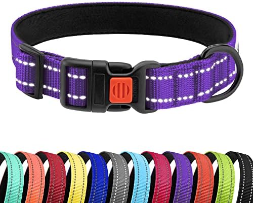 Reflective Dog Collar, Quick-Release Buckle (Purple, 18-26 Inch)