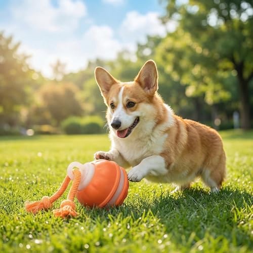 Winb Interactive LED Dog Ball （4 inch）- USB Rechargeable Motion-Activated Rolling Toy for Small to Large Dogs, Dogs Ball Play and Wicked Fun,Squeaky Sound & Stimulation, Orange