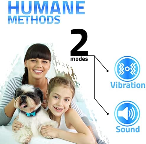 PawPets Rechargeable Anti Bark Collar - No Shock Training Dog Collar - Humane with Vibration and Sound Barking Collar for Small Medium Large Dogs - 2 Pack Blue Orange (Rechargeable)