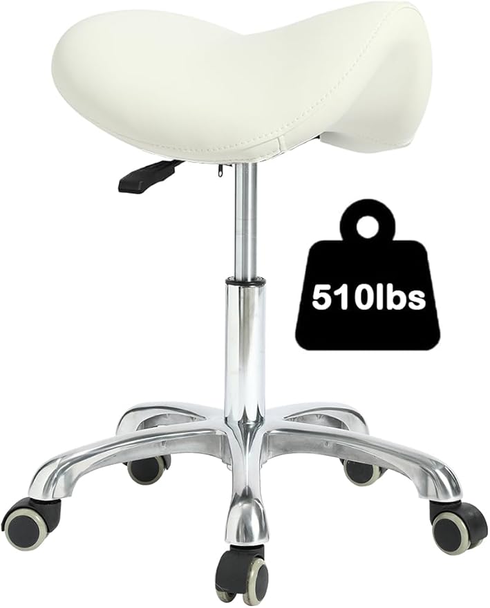Conforms to ergonomics, with a Saddle Stool That can be Tilted and a Rotating Stool with Hydraulic Lifting Height Adjustment, Suitable for Office, White